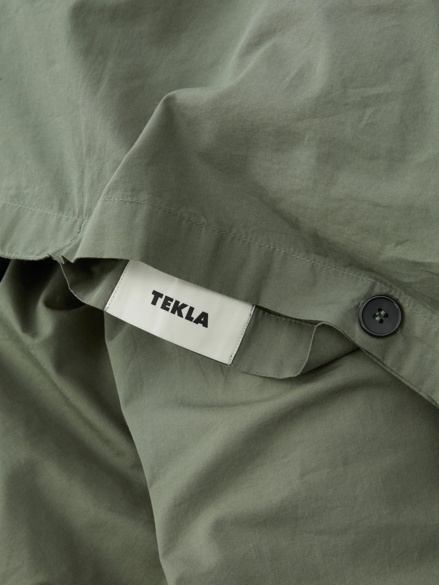 TEKLA Percale Double Duvet Cover 200cm X 200cm - Olive Green 5 TEKLA Percale Double Duvet Cover 200cm X 200cm - Olive Green - Image 3