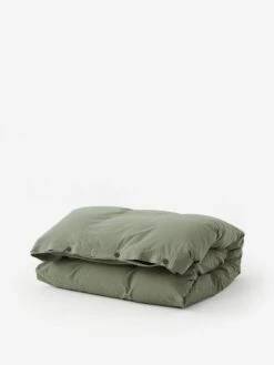 TEKLA Percale Double Duvet Cover 200cm X 200cm - Olive Green