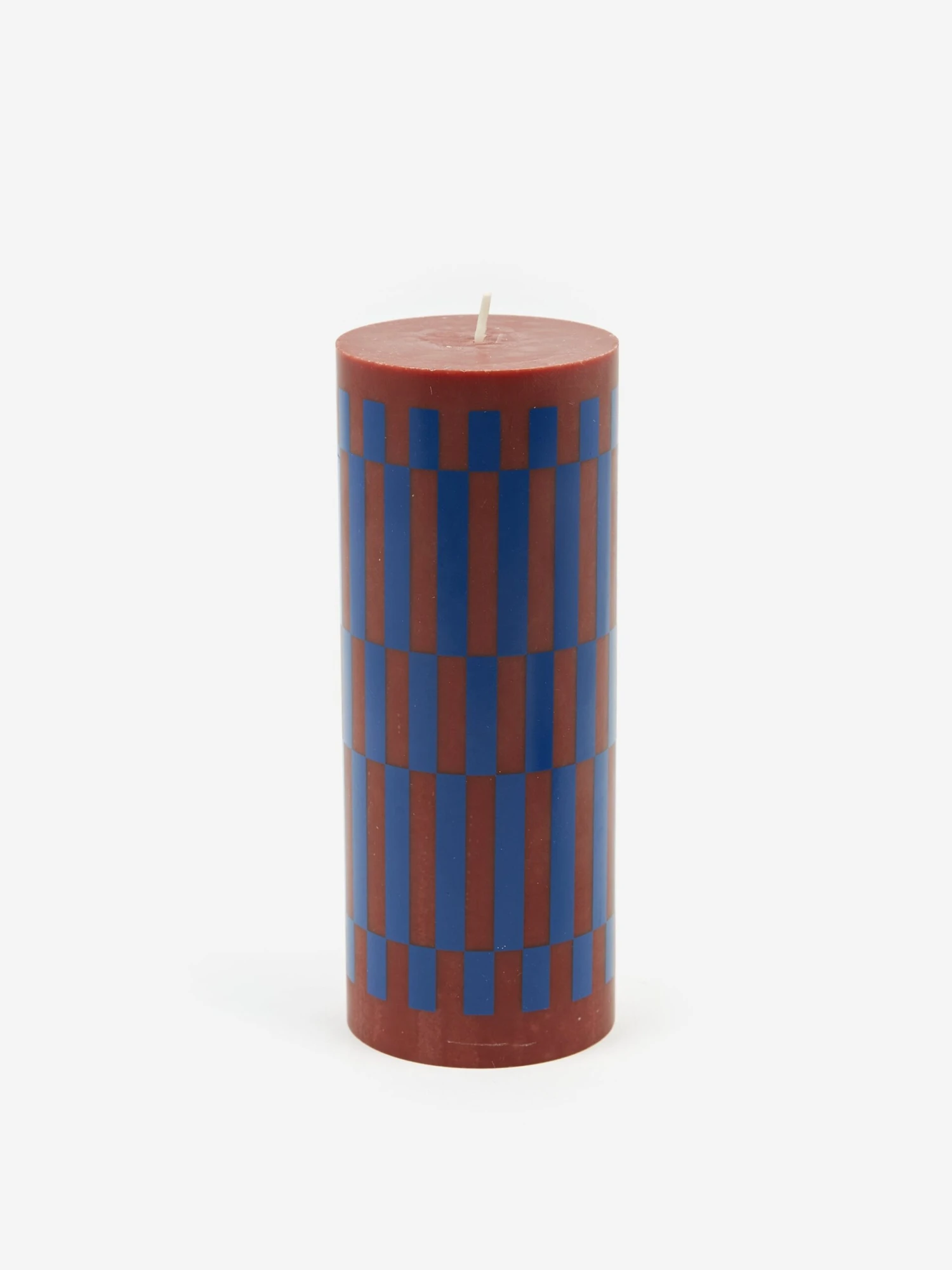 HAY Column Candle - Medium - Brown And Blue 3 HAY Column Candle - Medium - Brown And Blue
