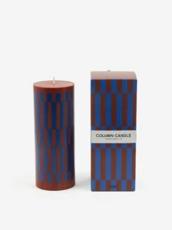 HAY Column Candle - Medium - Brown And Blue 9 HAY Column Candle - Medium - Brown And Blue -Quality Home Furnishings Store HAY COLUMN CANDLE MEDIUM BROWN AND BLUE AW23 GOODHOOD 4