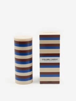 HAY Column Candle - Medium - Off-White, Brown And Blue -Quality Home Furnishings Store HAY COLUMN CANDLE MEDIUM OFF WHITE BROWN AND BLUE AW23 GOODHOOD 3