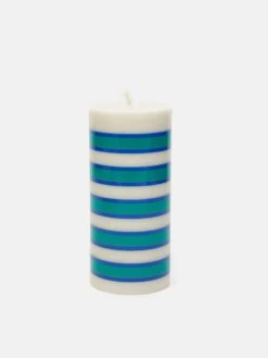 HAY Column Candle Small - Light Grey, Blue And Green