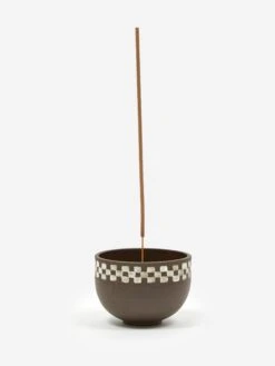 Mellow Incense Bowl Medium - Dark Brown Half Check Outside -Quality Home Furnishings Store MELLOW INCENSE BOWL MEDIUM DARK BROWN HALF CHECK OUTSIDE SS21 GOODHOOD 64370 38a7c34f 65a5 4a32 984b 3de90b8ba053