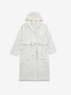 TEKLA Hooded Bath Robe - Coastal Blue Stripes