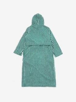 TEKLA Hooded Striped Bathrobe - Teal Green -Quality Home Furnishings Store TEKLA HOODED STRIPED BATHROBE TEAL GREEN SS24 GOODHOOD 2