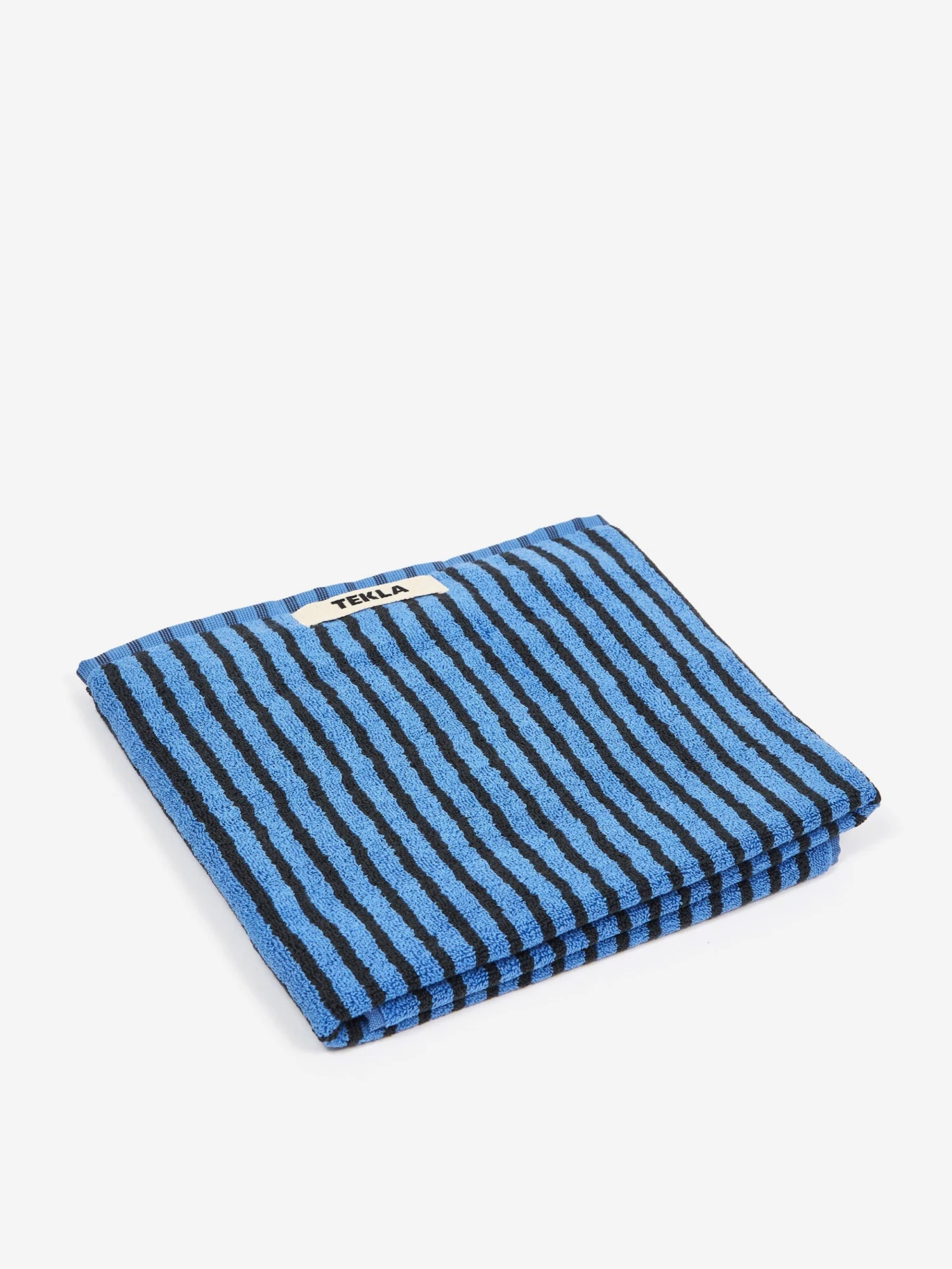 TEKLA Striped Hand Towel - Blue & Black Stripes 3 TEKLA Striped Hand Towel - Blue & Black Stripes