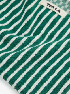 TEKLA Striped Hand Towel - Teal Green Stripes -Quality Home Furnishings Store TEKLA STRIPED HAND TOWEL TEAL GREEN STRIPES SS24 GOODHOOD 3