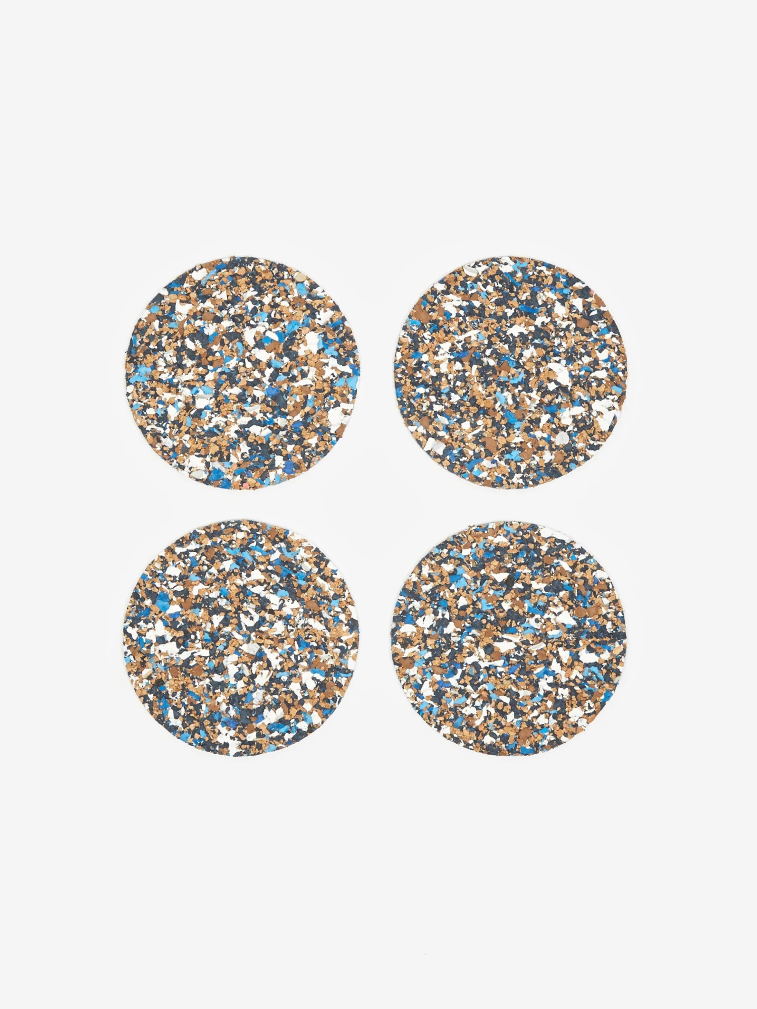 Yod And Co Speckled Cork Set Of 4 Drink Coasters - Blue 3 Yod And Co Speckled Cork Set Of 4 Drink Coasters - Blue